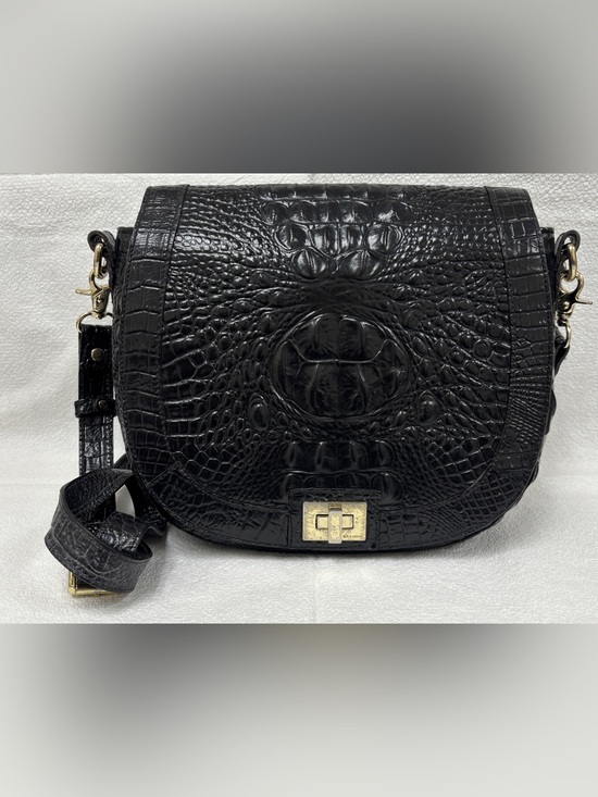 Brahmin Handbags - Vintage Brahmin Black Croc-Embossed Leather Crossbody with Gold-Tone Hardware